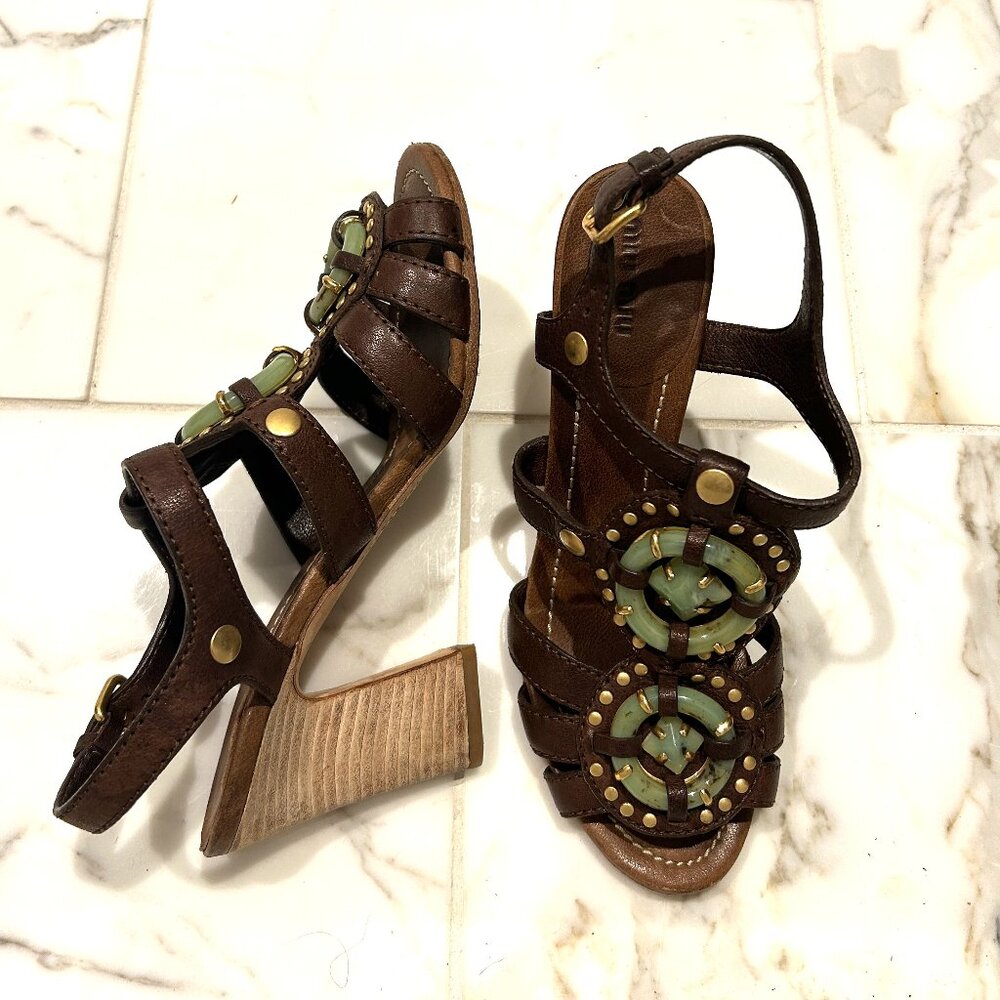 Miu Miu - Size 39 - Bejewelled Heeled Strappy Sandals - MADE IN ITALY